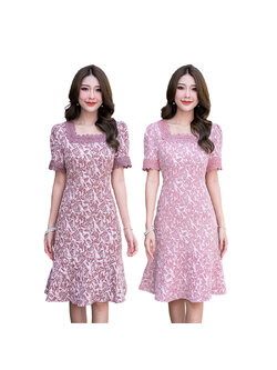 kudapy เดรสสั้นคอเหลี่ยมทรงเนื้อนูนสีชมพูกะปี ,สีชมพูอ่อน เนื้อดีผ้าไม่หนาน้าา นิ่มใส่สบาย งานลายผ้านูนสามมิติสวยหวานมาก