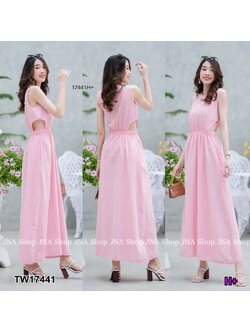 kudapy เดรส Summer เดรส ผ้าฝ้ายสีชมพูอ่อน เว้าเอว So cute สุดๆมีกระเป๋าข้าง สม๊อคเอวเบาๆ ทรงสวย