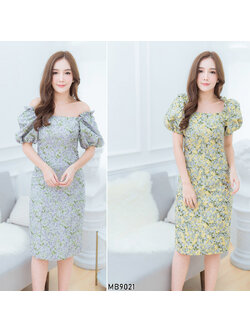 kudapy เดรสสั้นสีเหลือง/ม่วง ผ้าทอดอกนูนสวยดูดีใส่สบายตัวมากๆ