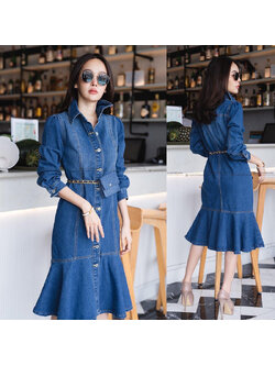 kudapy เดรสยีนส์คอปก เดรสสั้นทรงสวยมาก กระดุมหน้า งานดีมากค่ะรุ่นนี้ มีกระเป๋ามินิแถมให้ด้วยน้าา