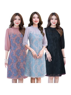 kudapy เดรสสั้นสีดำ/สีน้ำตาล /สีเทาฟ้า ลูกไม้งานสวยน่ารักมากๆ ดีเทลสวยหวาน ดีไซน์สวยใช้ผ้าลูกไม้เนื้อดี คอจับจีบตุ๊กตาน่ารักล้อมด้วยลูกไม้รอบคอ