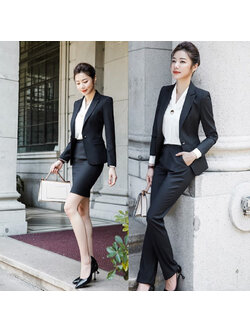kudapy ชุดสูทผู้หญิงสีดำ ทรงมาตราฐานใส่ทำงานออกงานได้ มีให้เลือก ทั้งกางเกงและกระโปรง