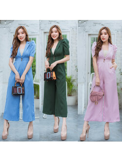 kudapy จั๊มสูทขายาวสีฟ้า,ชมพู,เขียว คอปกใส่แล้วสวยดูดีน่ารักมากๆ