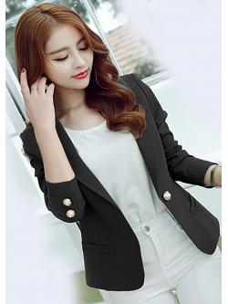 เสื้อสูทผู้หญิงแขนยาวสีดำ ติดกระดุมเพชรที่แขน L XL