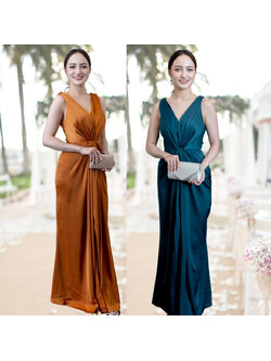 kudapy ชุดออกงานสีเขียว รวบเอว เรียบหรู ดูแพง ใส่ออกงานราตรี งานแต่งงาน ธีมเพื่อนเจ้าสาว งานกลางคืน