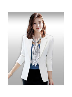 kudapy เสื้อสูทผู้หญิงสีขาวใส่ทำงานสไตล์เรียบหรู เสื้อสูทตีเกล็ดเข้ารูปหน้าหลังเสริมบ่า