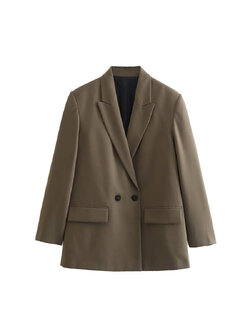 kudapy (เฉพาะเสื้อ)เสื้อสูทสีน้ำตาลเทาตามแบบ ผ้าดี ใส่สบาย เป็นทรง oversize กระเป๋าจริง มีซับในทั้งตัวเลยค่า