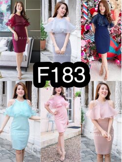 kudapy เดรสสั้นใส่ออกงานสายเดี่ยวสีชมพู/สีเทา/โอวัลติน/กรมท่า/แดงเลือดหมู ทรงเปิดไหล่ปิดแขน เดรสสั้นผ้าฮานาโกะ คอกลม ระบายผ้าออแกนดี้