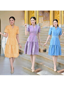 kudapy เดรสสั้นผ้าฝ้ายทอ อัดซับผ้ากาวอย่างดี งานตัดเกรดพรีเมี่ยม ใส่สบาย ไม่ยืดไม่ย้วย