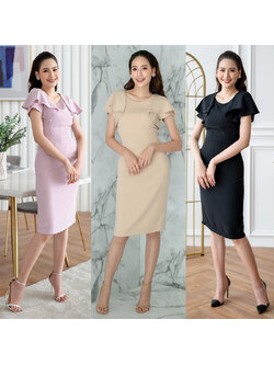 kudapy เดรสสั้นสีดำ ผ้าโพลีเนื้อนิ่ม ไม่ร้อน ทิ้งตัวสวย คอกลม แขนสั้น แต่งแขนระบายเป็นเลเยอร์ สวยหรูดูแพงมากค่ะ กระโปรงเข้ารูปทรงสอบ