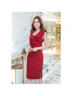 kudapy เดรสสั้นสีแดง ออกงานไหล่เดี่ยวสวยดูดี