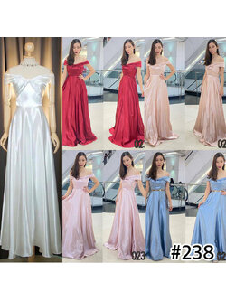 kudapy เดรสยาวสีขาว/สีฟ้า/สีแดง/สีโรสโกล/สีชมพู นื้อผ้า duchess satin เงาพริ้วสวย ผ้าทิ้งตัวมีน้ำหนัก ผ้ายืดได้ 1 นิ้ว มีซับใน