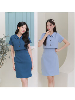 kudapy เดรสแขนสั้นคอปก ตัวเสื้อกระดุมปลดได้จริง คลาสสิกสไตล์มินิมอล ผ้าเนื้อไม่หนาไม่บาง เป็นผ้าเนื้อนิ่มใส่สบาย มีซับในทั้งตัว