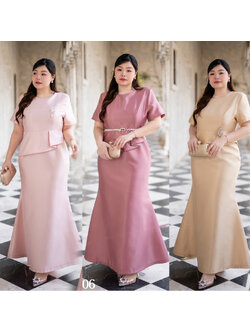 kudapy เดรสยาวเนื้อผ้าไหมญี่ปุ่น คอปาด กระโปรงทรงหางปลา เสื้อแต่งชายระบายช่วงพรางหน้าท้อง