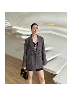 kudapy เสื้อสูทสีเทา เสื้อคลุมเกาหลี ผ้าใส่สบาย