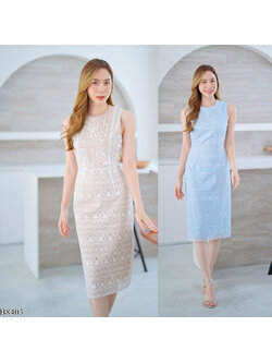 kudapy เดรสยาวสีขาว/สีฟ้า ลูกไม้ยาวปักอกสวยดูดีใส่ออกงานสวยมากๆ