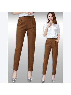 kudapy กางเกงแฟชั่นสีคาราเมลใส่ทำงาน