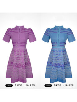 kudapy เดรสคอจีนแต่งกระดุมจีนพิมพ์ลายไทยประยุกต์