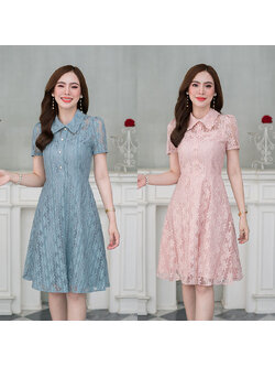 kudapy เดรสสั้นสีชมพู/สีฟ้า ลูกไม้คอปก ผ้าลูกไม้คุณภาพ เกรดดี ลายสวย ชุดนี้แนะนำเลยค่ะ คอปกมีดีเทลแต่งขอบลูกไม้ ดูเป็นงานละเอียด ช่วงอกแต่งลูกไม้เหมือนกับปก