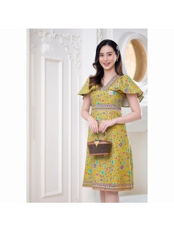 kudapy เดรสสั้นสีเขียว ทรงปีกผีเสื้อ พลางแขน พลางใจ ใส่ได้ทุกโอกาส ใส่แล้วขับผิว สวยโดดเด่นไม่ซ้ำใคร