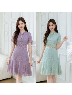 kudapy เดรสลูกไม้โทนสีหวานพาสเทล ลูกไม้เนื้อนิ่มทิ้งตัวใส่สบาย ลายสวย มีดีเทลแต่งลูกไม้ปักเส้น