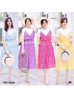 kudapy แม็กซี่เดรส 2 ชิ้น ใส่ไปทะเล เสื้อคอกลม แขนสั้น ผ้ายืดเกาหลี เนื้อหนาเด้ง นิ่ม ใส่คู่เดรสสายเดี่ยว