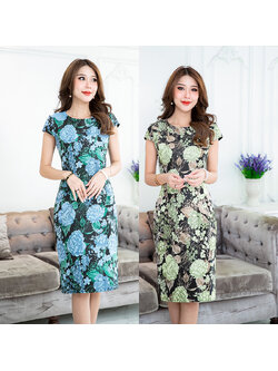 kudapy เดรสสั้นสีเขียว/สีฟ้า ทรงแขนเต่อ แบบสวยใส่ง่าย รุ่นนี้เลือกผ้าลายชัดสวยงามค่ะ เนื้อผ้าเป็นผ้า jacquard เนื้อหนา