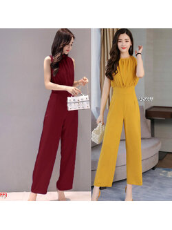 kudapy จั้มสูทขายาวสีเทา/สีครีม/สีดำ/สีกรม/สีแดง/สีเหลือง งานผ้าโฟร์เวย์เนื้อผ้าไม่บางมากใส่สบายผ้าไม่ยืด