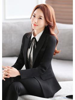 เสื้อสูทผู้หญิงแขนยาวสีดำใส่ทำงานสไตล์เรียบหรู XL