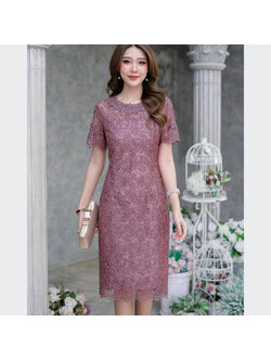 kudapy เดรสสั้นคอกลมปักเลื่อมแขนสั้นสีน้ำตาลกะปิ ทรงเอสวยหรู ลายโดดเด่น เนื้อผ้านิ่มมาก มีความหนานุ่มกําลังดี