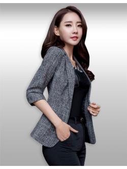 kudapy เสื้อสูทผู้หญิงสีเทาสวยหรูสไตล์เกาหลี S