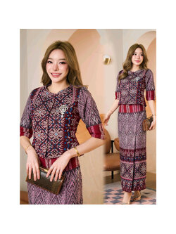 kudapy เซ็มผ้าฝ้ายอัดกาวลายไทลื้อ ลายไทยสวยดูดี