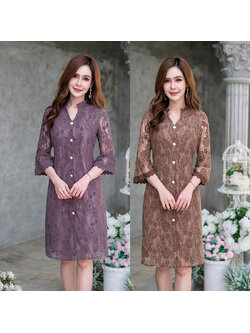 kudapy เดรสสั้นสีน้ำตาล/สีม่วงเผือก เชิ้ต งานสวยมากคะ ชุดนี้แนะนำเลยน๊าผ้าสวยเป็นผ้าลููกไม้กำมะหยี่ค่ะ ลายสวย ผ้านิ่มใส่สบาย