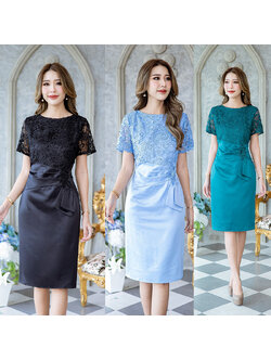 kudapy เดรสสั้นสีเขียว/สีฟ้า/ดำ เดรสลูกไม้ ดีไซน์สวยเก๋มากๆ ช่วงกระโปรงเป็นผ้าเนื้อเงามีความนิ่มสวยใส่สบาย ดีเทลความสวยหรูอยู่ที่ช่วงเอว