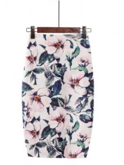 กระโปรงแฟชั่นลายดอกไม้ กระโปรงผ้าเนื้อนุ่มทรงสอบ