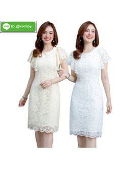 kudapy เดรสแสั้นแขนปีกนกสีขาว และสีครีม ผ้าลูกไม้เนื้อนิ่ม ใสสบาย งานมีซับใน ใส่ง่ายไม่คันแน่นอนค่ะ