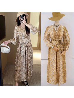 kudapy จั้มสูทขายาวสีทอง ลายงูแซ่บๆจ้า เอวยางยืดใส่ง่ายๆ งานดีซิบหลัง