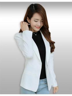 เสื้อสูทผู้หญิงแขนยาวสีขาวใส่ทำงานสวยหวาน XL 2XL