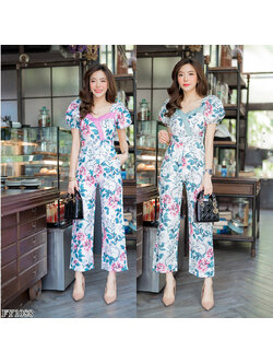 kudapy จั๊มสูทสีขาว/สีชมพู แขนตุ๊กตาขายาวลายกระต่าย