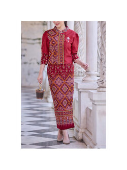 kudapy ชุดเซ็ทเสื้อ+ผ้าถุง ผ้าไทย งานดีผ้าสวยใใส่สบาย สำหรับงานเกษียณ