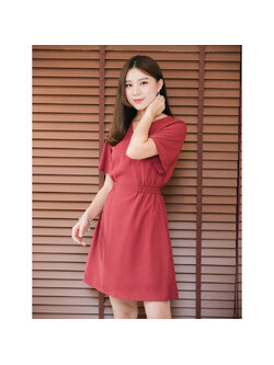 kudapy ชุดเดรสแขนระบายสม๊อคเอวด้านข้างถึงด้านหลัง เข้ารูปตามเอวลูกค้า