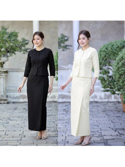 kudapy "ชุดไทยเรือนต้น" จากผ้าไหมจิตรลดาพรีเมี่ยม เอกลักษณ์ความงามที่คงคุณค่า โดดเด่นด้วยทรงคอตั้ง แขนกระบอก