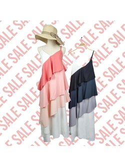 kudapy Maxi Dress เดรสยาว สายเดี่ยว ดึงยางด้านหลัง ดีเทลการเย็บผ้าไล่โทนสีต่อเป็นชั้นๆ