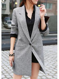 เสื้อสูทตัวยาวสีเทาแขนยาว แต่งปกใส่คลุมเก๋ๆ