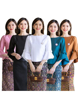 kudapy เสื้อผ้าไหม4เส้น ทุกสีใส่แล้วขับผิว ดูดีมีออร่า เนื้อผ้าทอสวย มีลายเส้นในตัว ใส่คู่กับ ผ้าไทยลายแพรวา หรือ ผ้าลายกวินตาทอสอดดิ้นหรูหรา (เฉพาะเสื้อ)