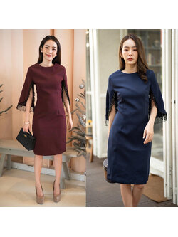 kudapy เดรสสั้นสีม่วง,สีกรมดีไซน์สวย ทรงเป๊ะ ซับใน ซิปหลัง แต่งดีเทลด้วย