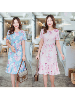 kudapy เดรสสั้นสีชมพู,สีฟ้า กระโปรงกึ่งพลีทใส่แล้วดูดีน่ารัก คุณหนู