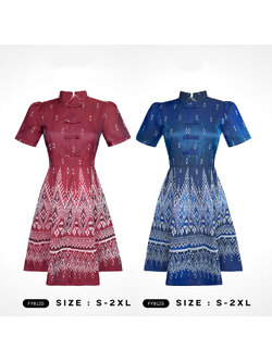 kudapy เดรสสั้น ผ้าทอลายงานปกสูทแต่งกั๊ก ใส่ออกงานสวยดูดี