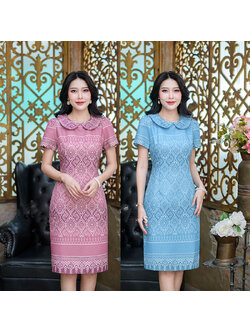 kudapy เดรสสั้นสีฟ้า/สีชมพู ผ้าพิมพ์ลายไทยสวยงามมาค่ะรุ่นนี้ มีดีเทลคอบัว งานผ้าพิมพ์เนื้อไม่หยาบกระด้างใส่ง่ายผ้านุ่ม มีซับในให้ทั้งชุด แต่งซิปหลังสวมใส่ง่าย