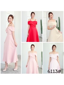 kudapy Midi dress เปิดบ่า ไขว้อก พรางแขนไหล่ตก แต่ไม่ต้องกลัวหลุด ผ้าเก็บทรง กระโปรงบานยาว
